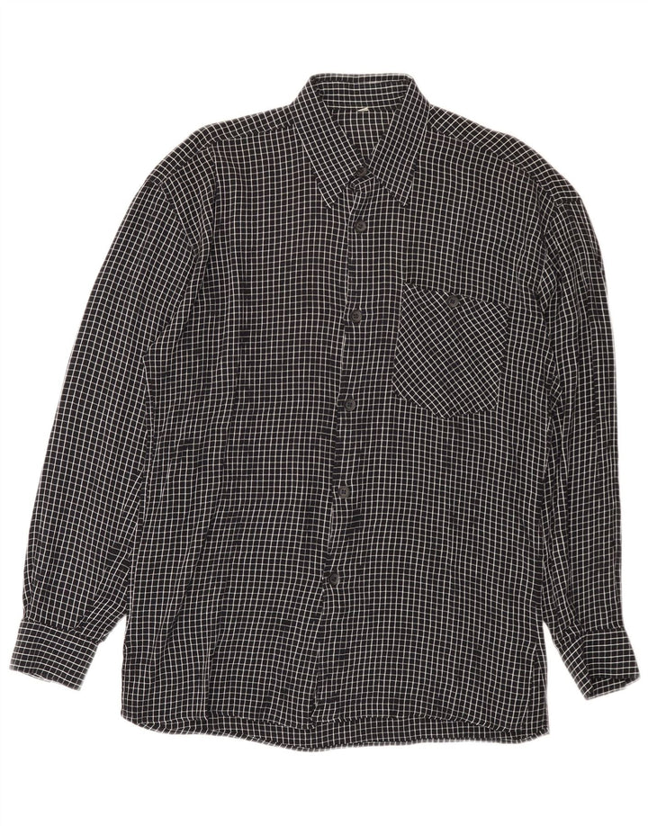 Camisa masculina vintage média xadrez preta