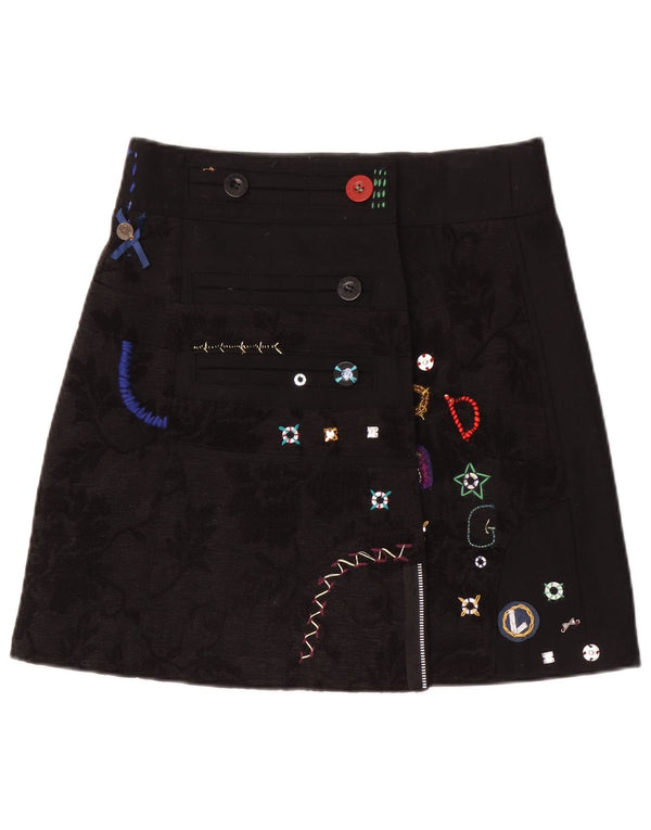Desigual saia feminina gráfica linha A EU 38 médio W30 preto floral