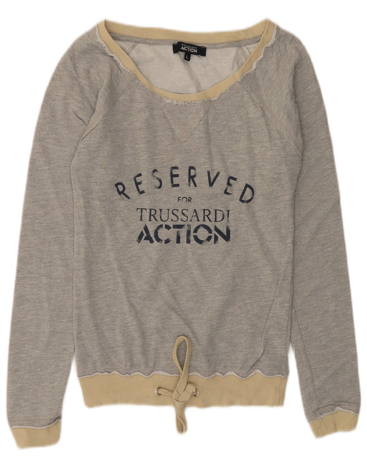 Moletom gráfico TRUSSARDI para meninas 9-10 anos grande algodão cinza