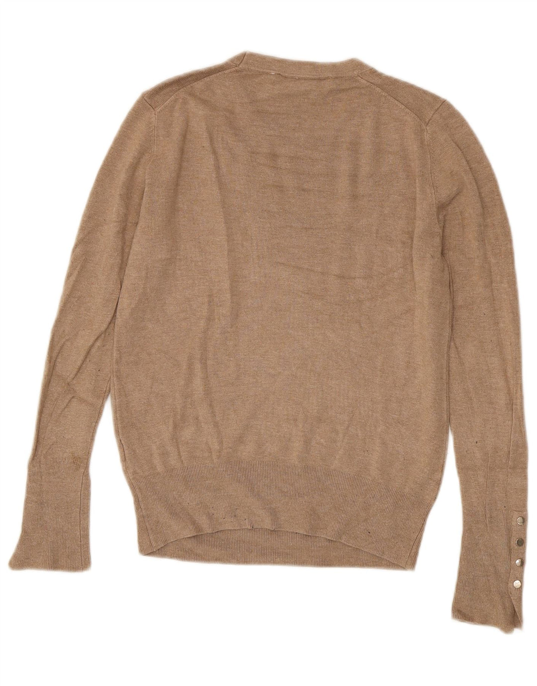 Zara Suéter feminino com gola redonda, Reino Unido 12, marrom médio