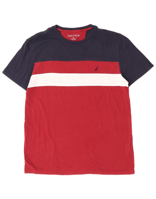 Camiseta masculina Nautica Top XL azul marinho algodão colorblock