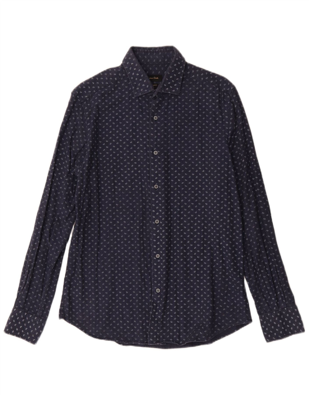 Camisa masculina Massimo Dutti média azul marinho algodão paisley