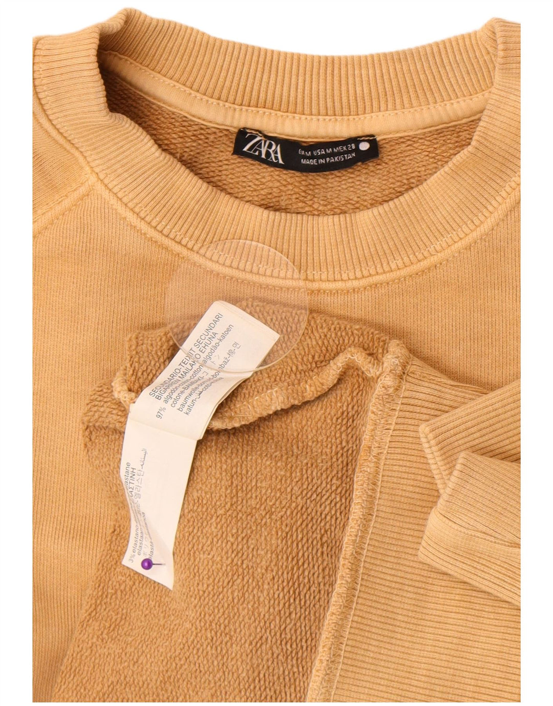 Zara moletom feminino oversized jumper UK 14 algodão bege médio