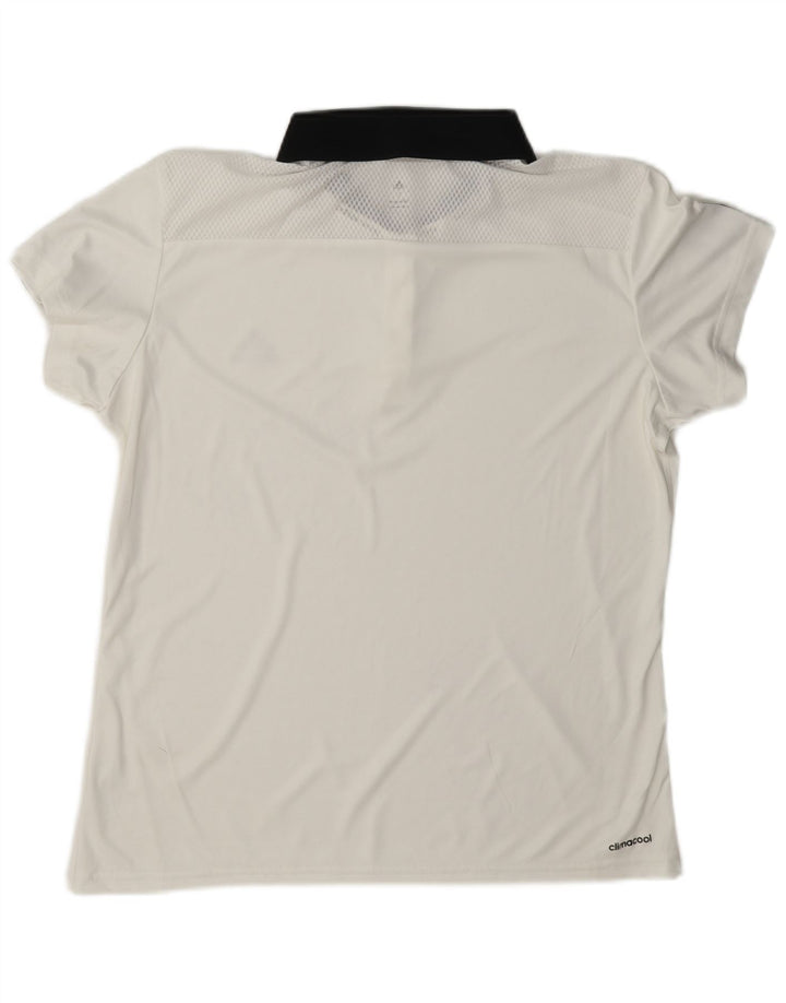 Adidas Womens Climacool Rugby Polo Shirt UK 16 Grande Branco Poliéster