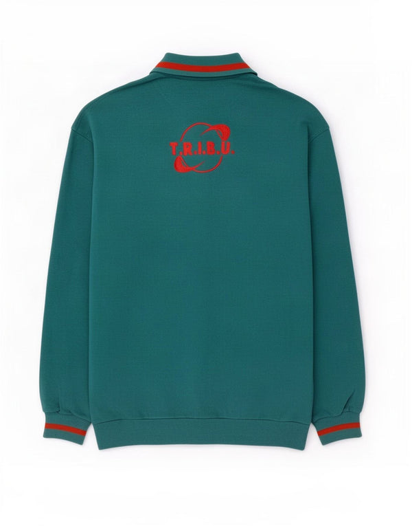 Moletom masculino Fila com gola polo gráfica Jumper IT 50 algodão verde médio
