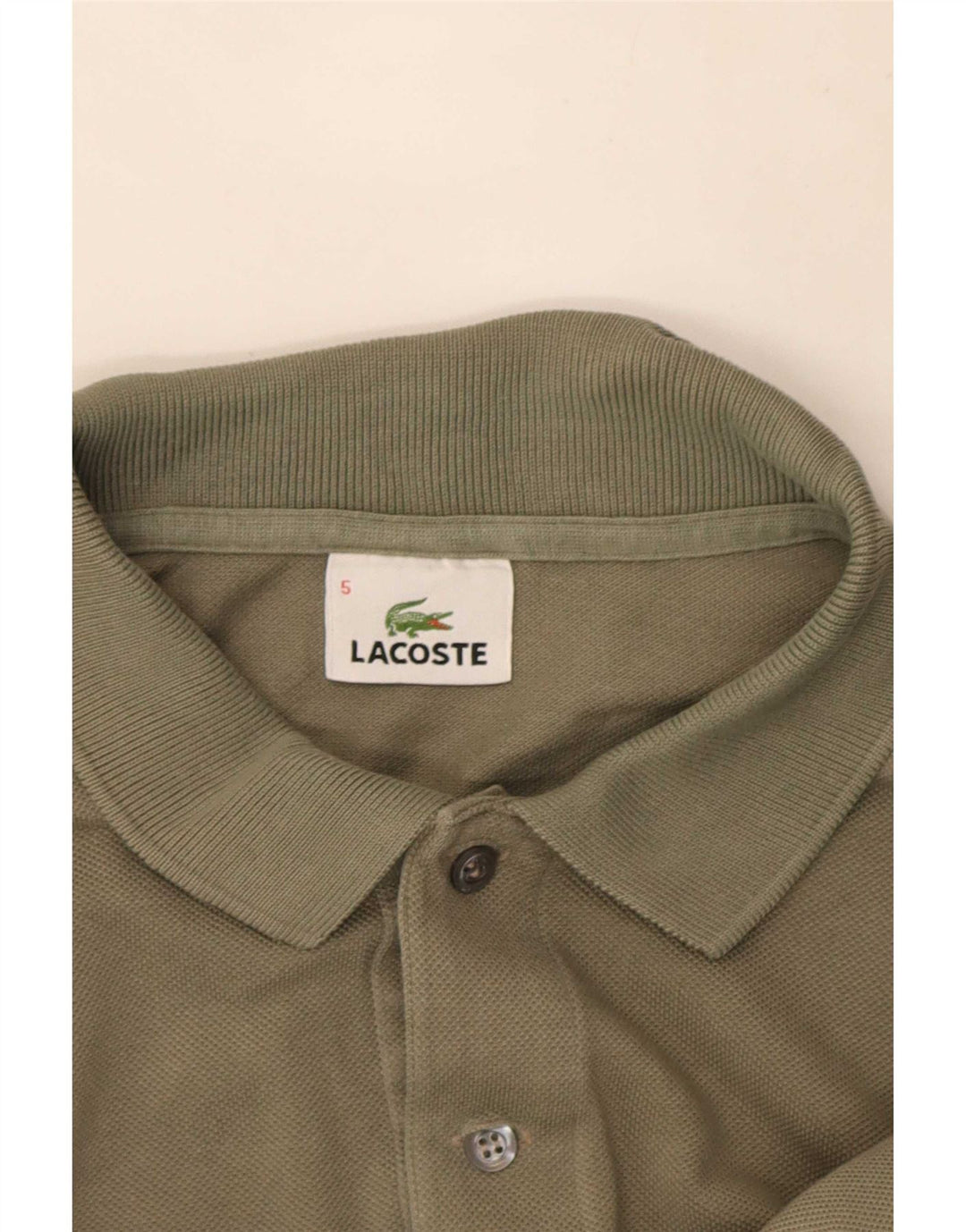 Camisa polo masculina Lacoste tamanho 5 grande algodão cáqui