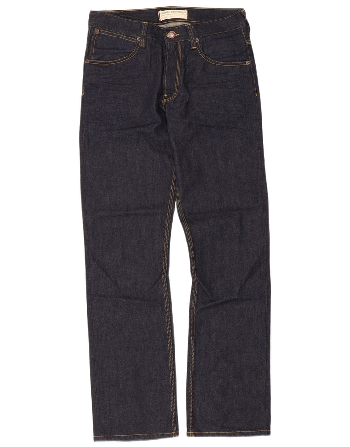 French Connection Masculino Regular Straight Jeans W32 L32 Azul Marinho Algodão