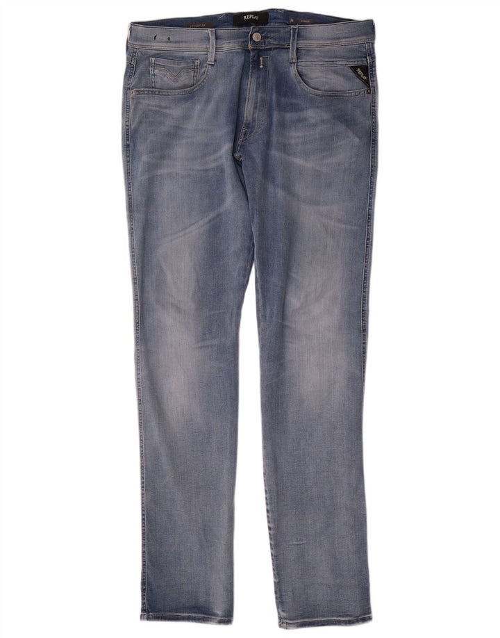 Replay Jeans Slim Masculino W36 L34 Azul Algodão