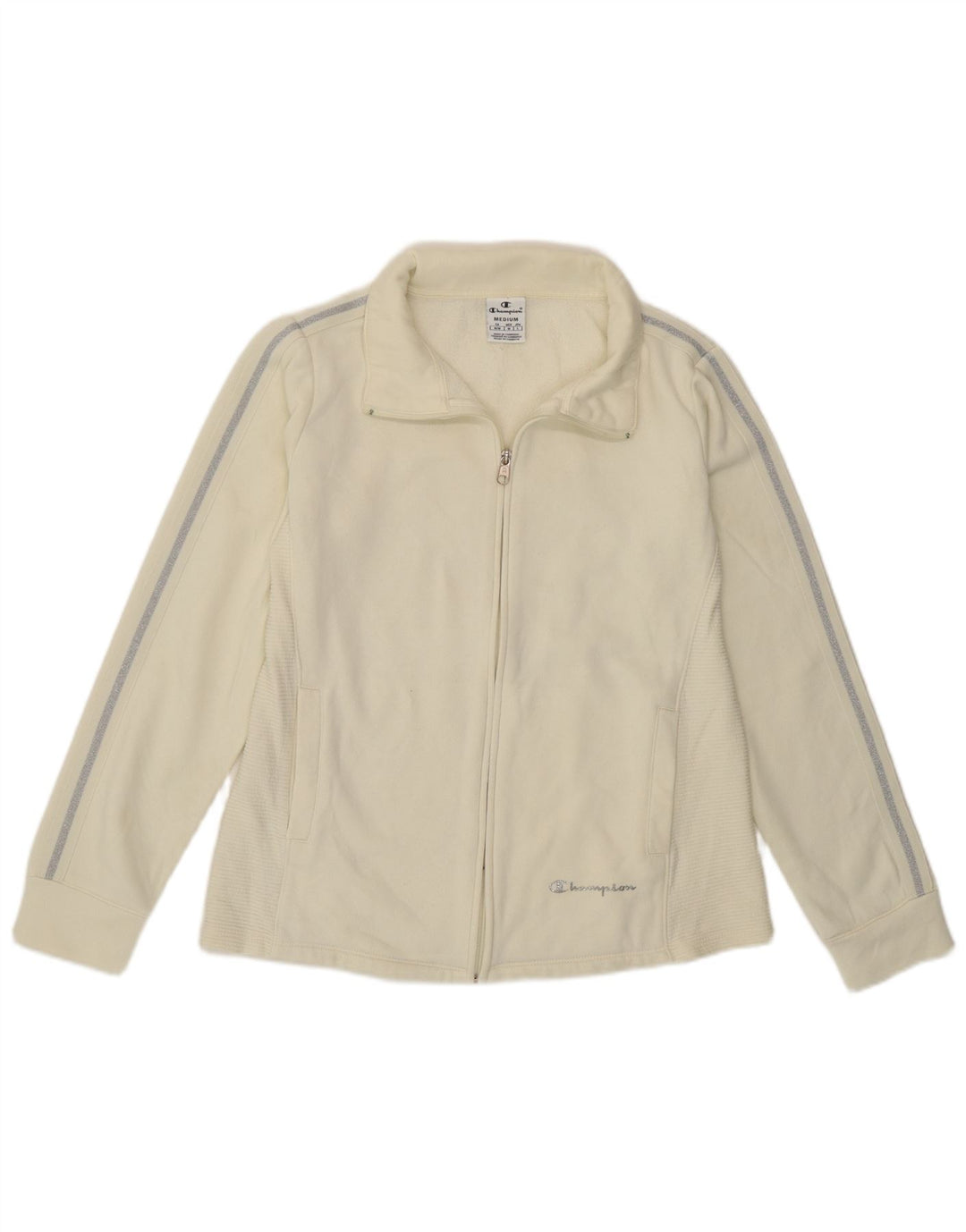 Champion Womens Tracksuit Top Jacket UK 14 Médio Off White