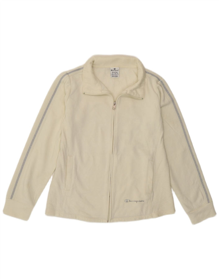 Champion Womens Tracksuit Top Jacket UK 14 Médio Off White