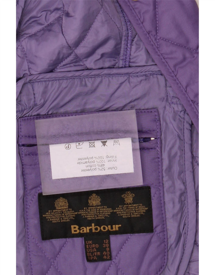 Jaqueta acolchoada feminina Barbour UK 12 poliéster roxo médio
