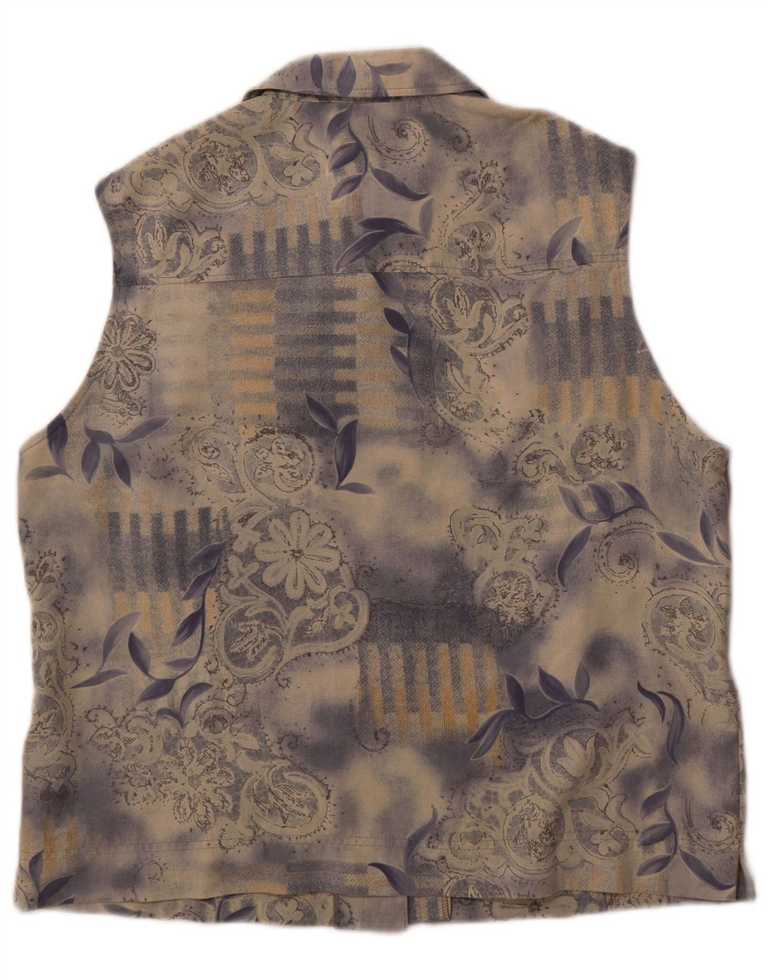 Colete feminino Belle Surprise UK 14 grande poliéster floral azul