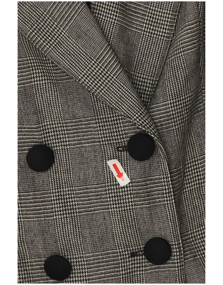 Jaqueta blazer feminina vintage de manga comprida Reino Unido 18 XL cinza houndstooth