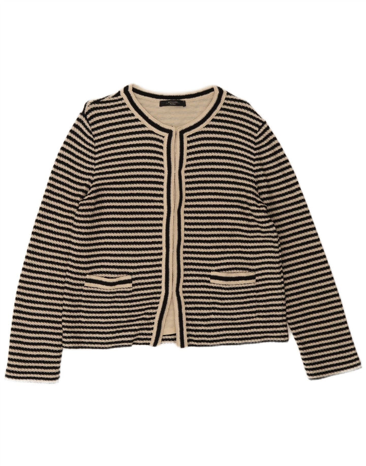 Suéter cardigã feminino Max Mara Reino Unido 14 listrado preto médio