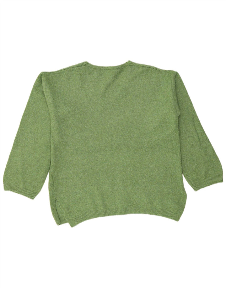 Suéter feminino Marks & Spencer grande com decote em V Reino Unido 14 médio verde