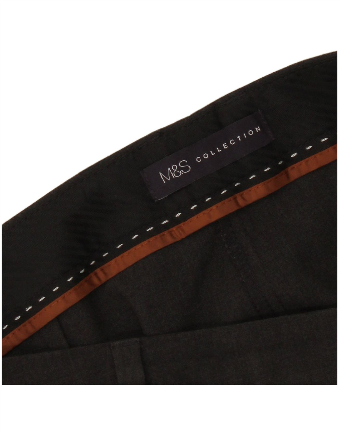 Calça feminina cortada reta Marks & Spencer W34 L26 cinza