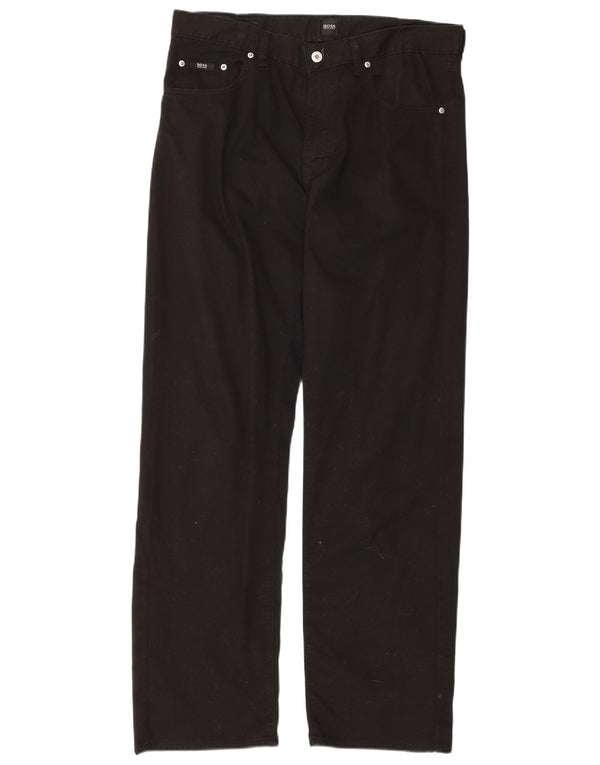 Calça casual reta masculina Hugo Boss W36 L32 algodão preto
