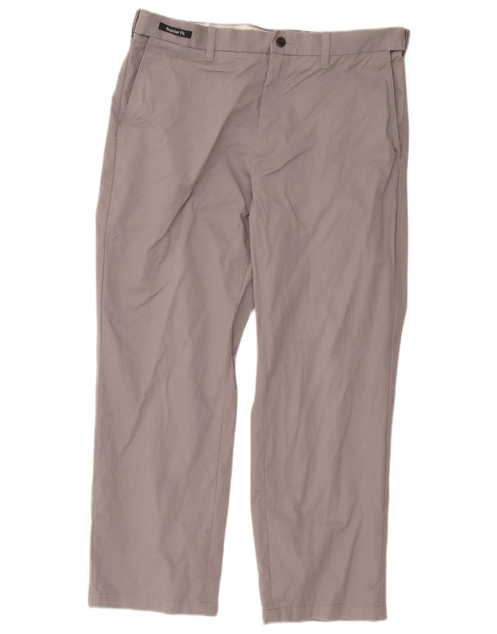 Calça chino reta masculina Marks & Spencer Blue Harbor W36 L29 cinza