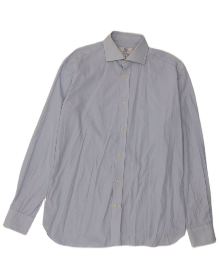 Camisa masculina Boggi Milano tamanho 38 15 1/2 algodão azul médio