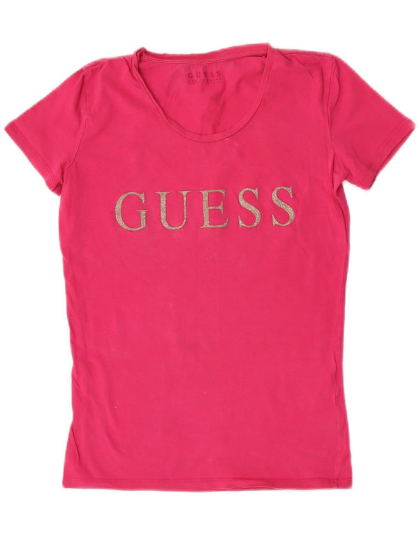 Camiseta feminina Guess com estampa gráfica UK 8 pequena rosa