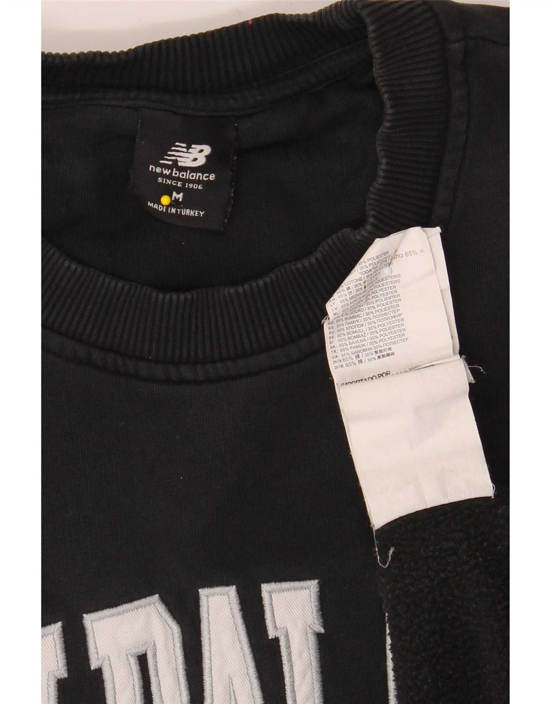New Balance Mens Graphic Moletom Jumper Médio Algodão Preto