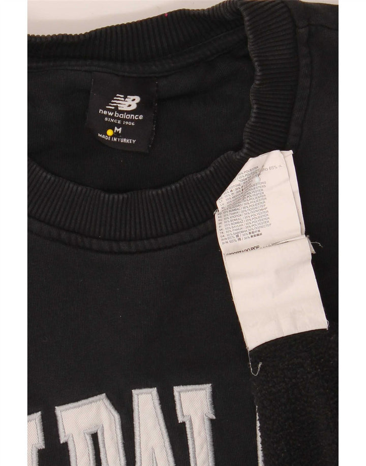 New Balance Mens Graphic Moletom Jumper Médio Algodão Preto