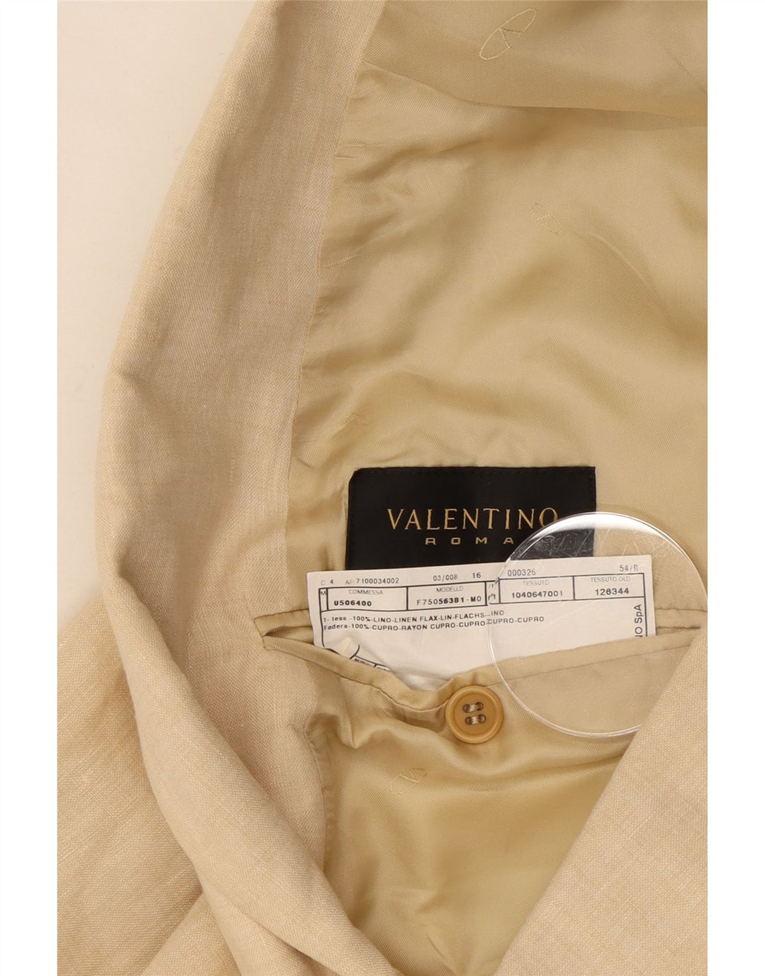 Jaqueta Blazer Masculina Valentino Double Breasted IT 54 2XL Linho Bege