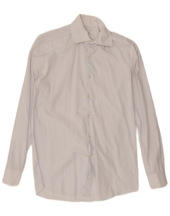 Camisa masculina Reiss Regular Fit pequena listrada branca de algodão