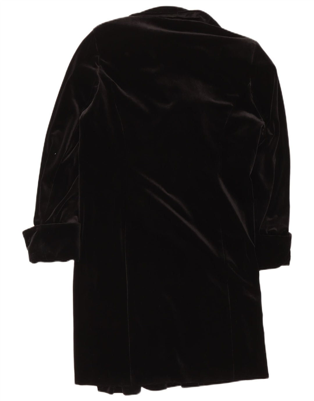 Sobretudo de veludo feminino vintage UK 16 grande poliéster preto