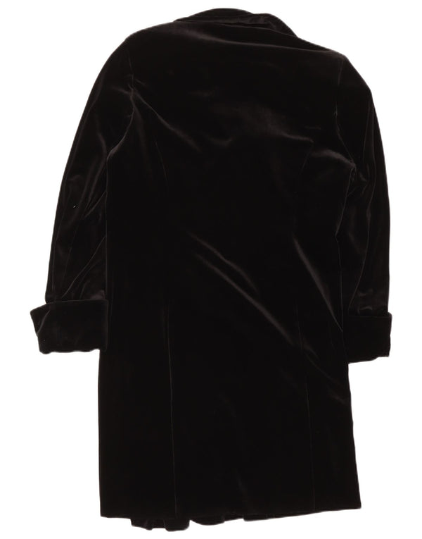 Sobretudo de veludo feminino vintage UK 16 grande poliéster preto