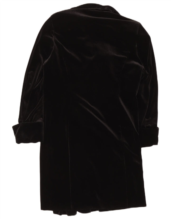 Sobretudo de veludo feminino vintage UK 16 grande poliéster preto