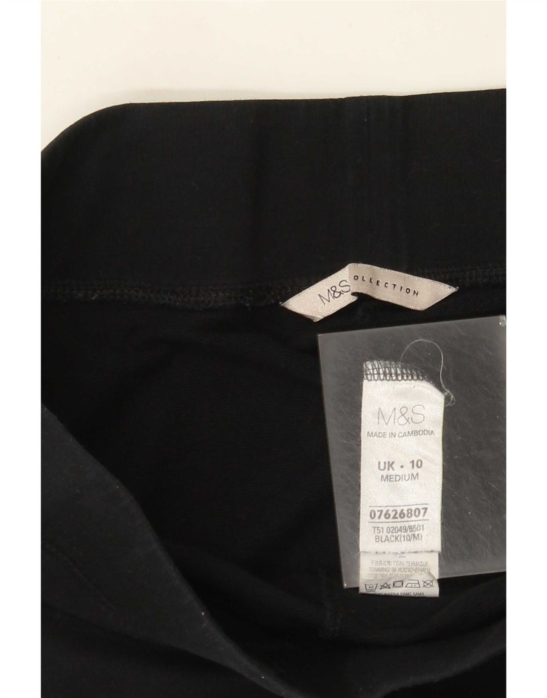 Calça de treino feminina Marks & Spencer Reino Unido 10 pequeno algodão preto