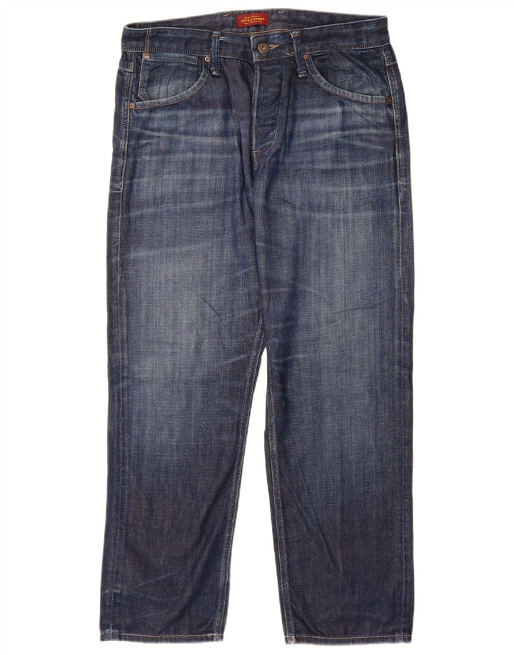 Jeans retos masculinos Jack & Jones W32 L30 algodão azul