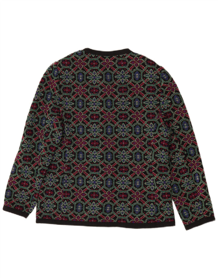 Suéter cardigã feminino Les Lunis IT 48 XL lã geométrica multicolorida