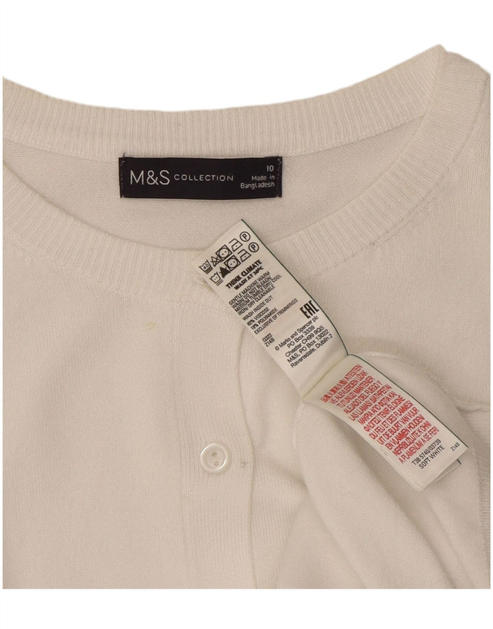 Suéter cardigã feminino Marks & Spencer Reino Unido 10 viscose branca pequena