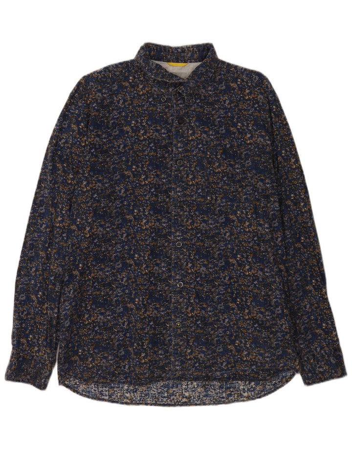 Camisa masculina Camel Active grande algodão floral azul marinho