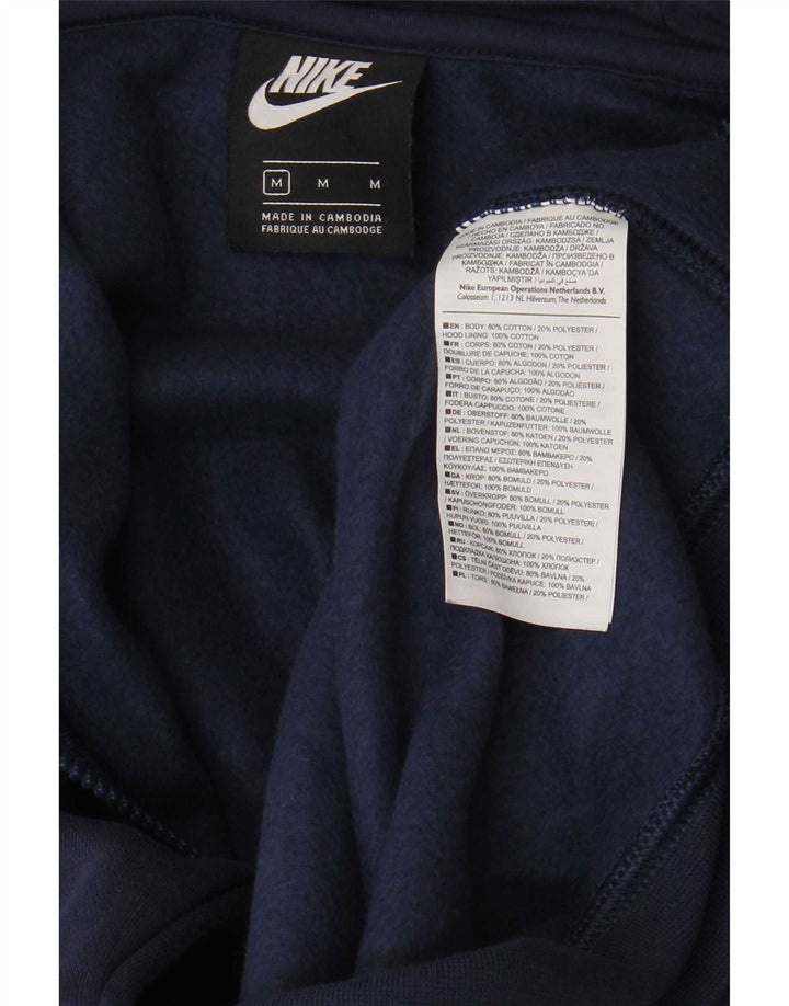 Suéter Nike masculino com capuz e zíper médio azul marinho algodão