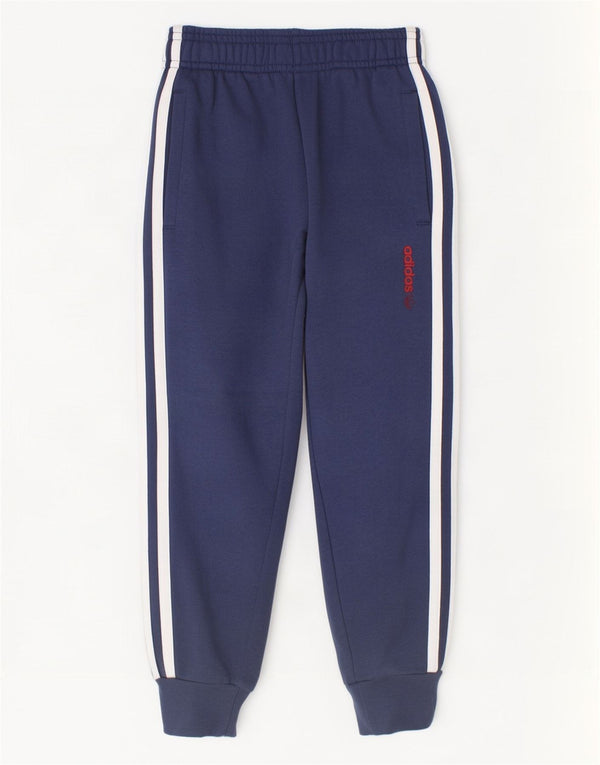 Adidas meninos calças de treino joggers 5-6 anos azul marinho algodão