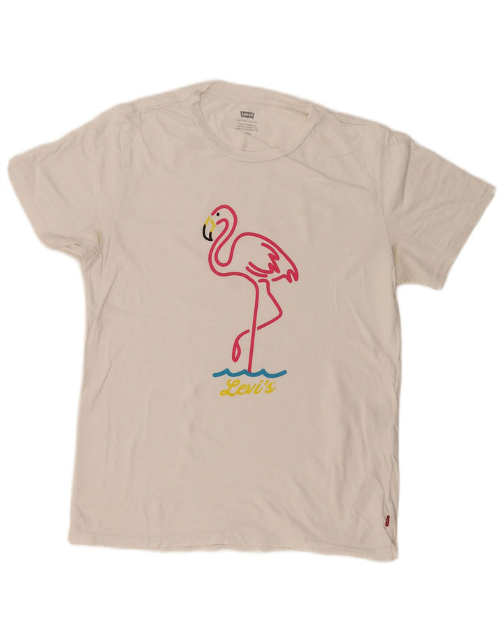 Camiseta feminina gráfica Levi's UK 10 pequena branca