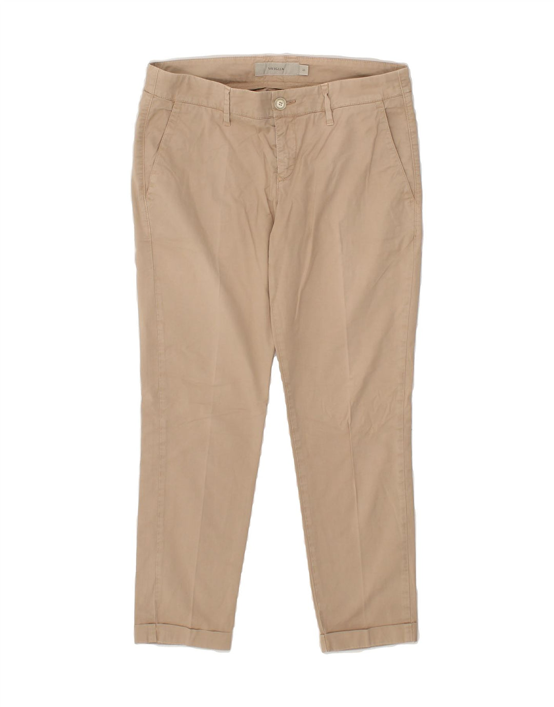SIVIGLIA Womens Slim Chino Trousers W26 L26 Beige Cotton Vintage SIVIGLIA and Second-Hand SIVIGLIA from Messina Hembry 