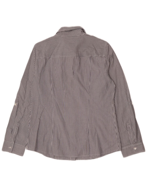 Camisa militar feminina Michael Kors Reino Unido 14 algodão listrado azul médio