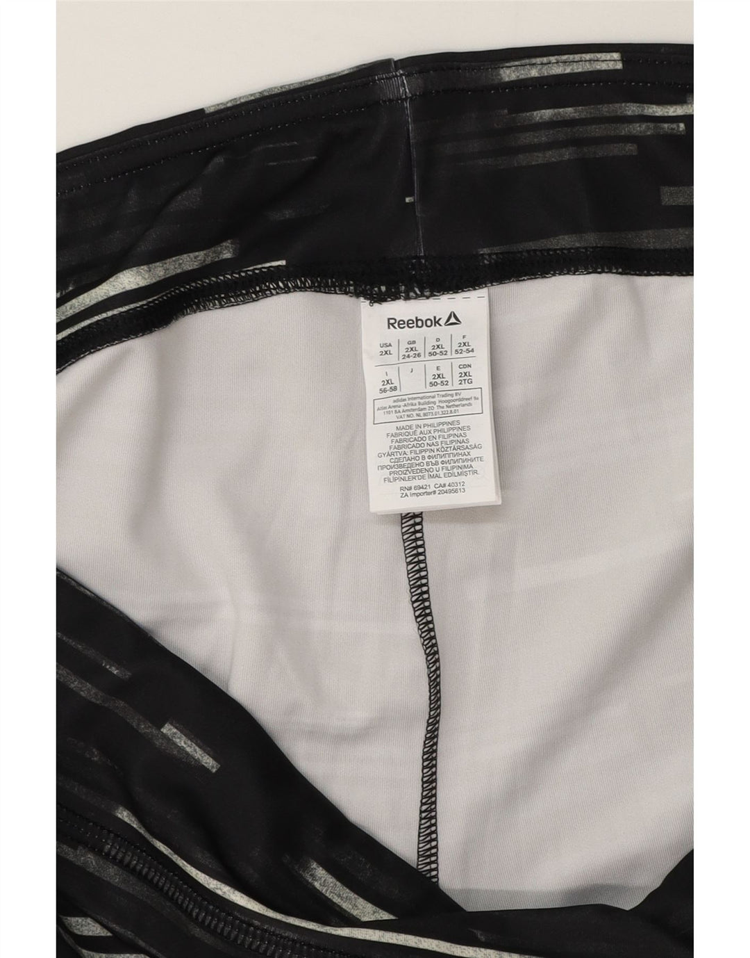 Leggings Capri Mulher Reebok UK 24/26 2XL Poliéster Listrado Preto