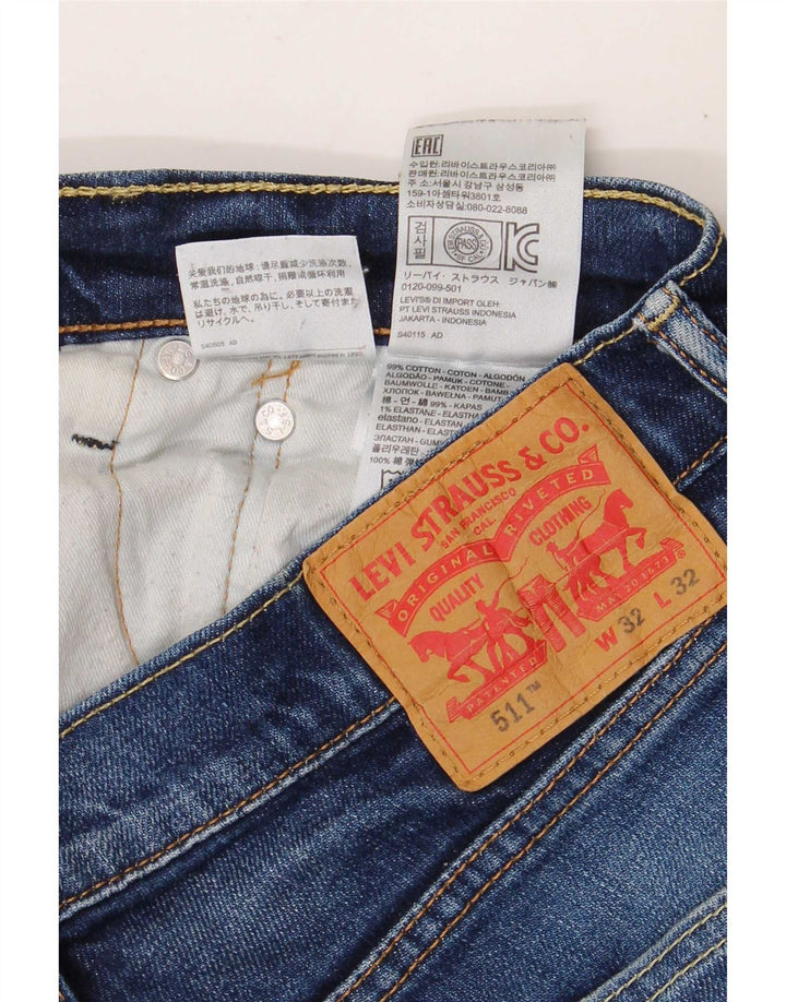 Levi's Masculino 511 Slim Jeans W32 L28 Azul Algodão