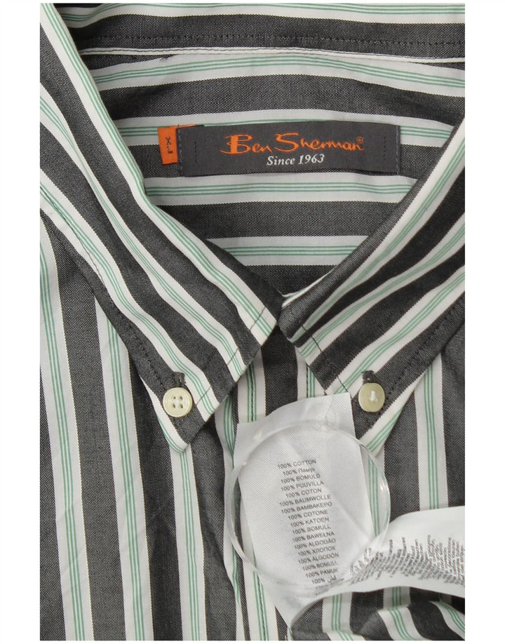 Camisa masculina Ben Sherman XL algodão listrado cinza