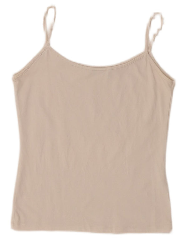Zara Womens Cami Top UK 12 Médio Bege Nylon
