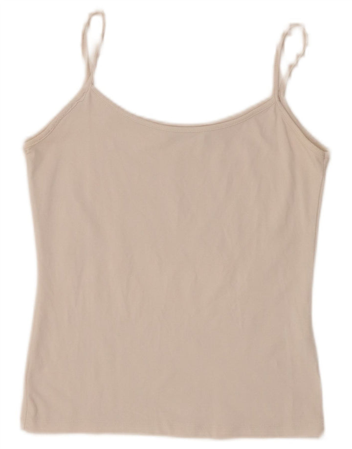 Zara Womens Cami Top UK 12 Médio Bege Nylon