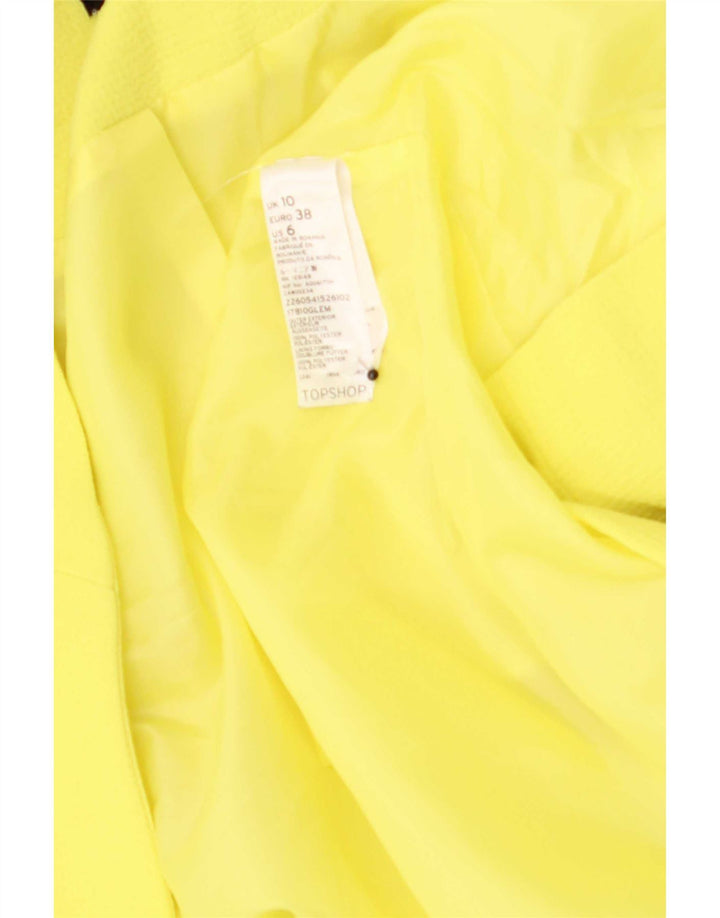Jaqueta blazer aberta feminina Topshop poliéster amarelo pequeno Reino Unido 10