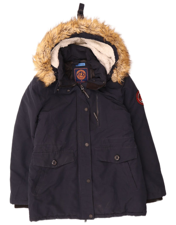 Jaqueta de esqui acolchoada feminina Superdry UK 12 médio azul marinho nylon