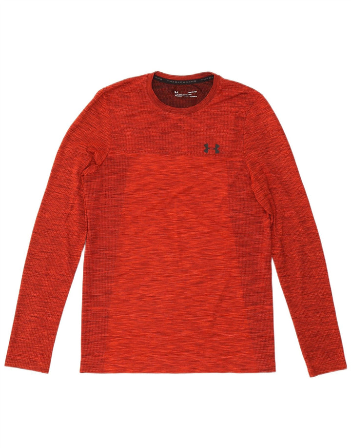Under Armour Masculino Heat Gear Top manga comprida médio vermelho manchado