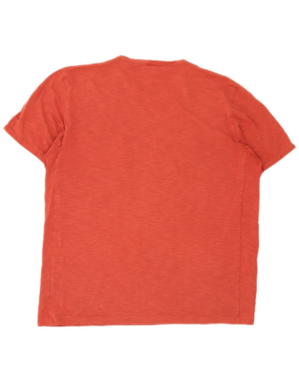 Camiseta masculina Hugo Boss Slim Fit Top 2XL algodão manchado laranja